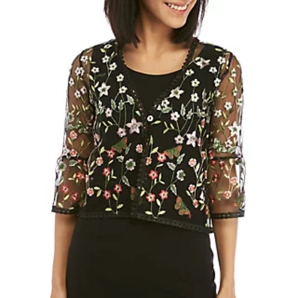 Chris McLaughlin Tops - Chris McLaughlin Floral Mesh Dress Topper Size Medium NEW WITH TAGS